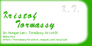 kristof tormassy business card