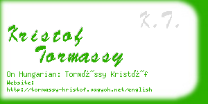 kristof tormassy business card